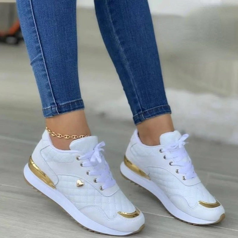 Basket à Lacets à Carreaux pour Femmes