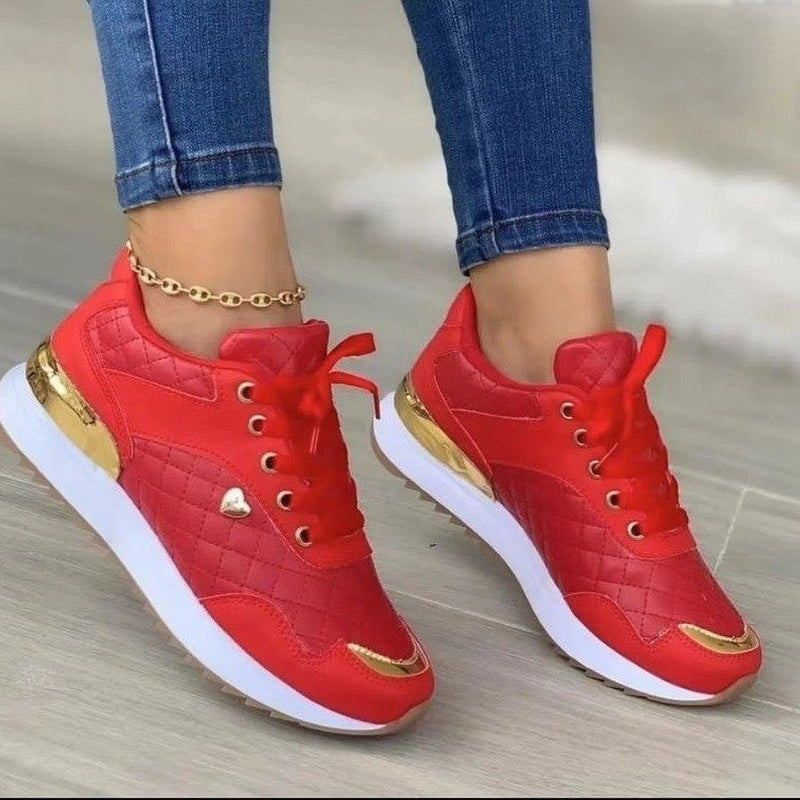 Basket à Lacets à Carreaux pour Femmes