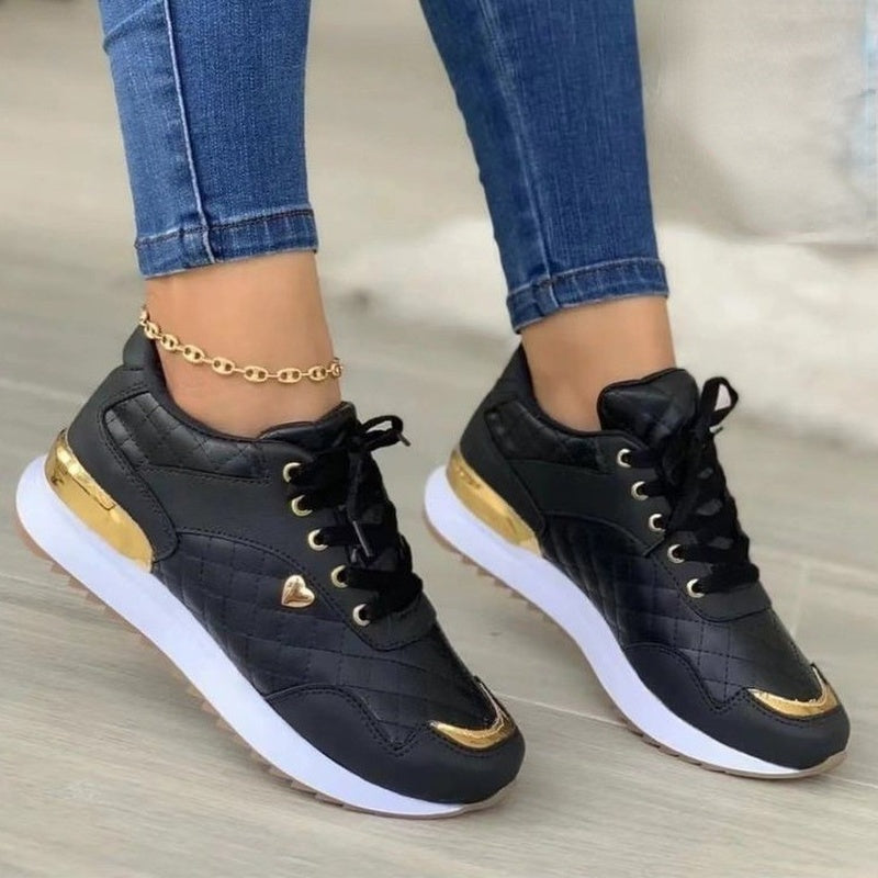Basket à Lacets à Carreaux pour Femmes