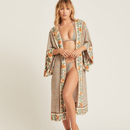 Robe de Plage en Coton Imprimé