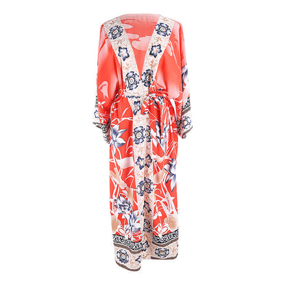 Robe de Plage en Coton Imprimé