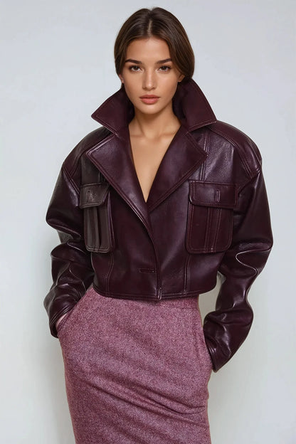 Blouson Cuir Patchwork Femme Tendance
