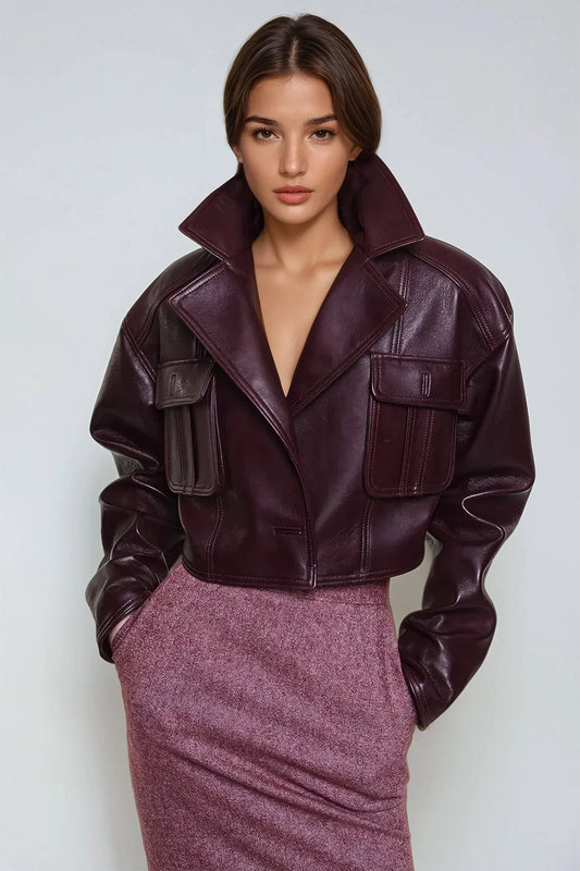 Blouson Cuir Patchwork Femme Tendance