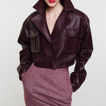 Blouson Cuir Patchwork Femme Tendance