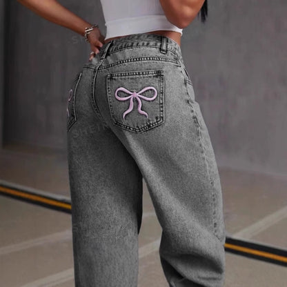 Jean Vintage Brodé, Pantalon Droit