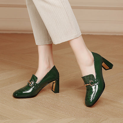 Chaussures à Talon Chunky en Cuir Verni