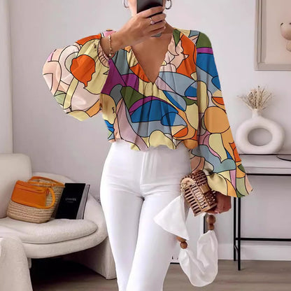 Chemise Femme Ample à Imprimé Tendance